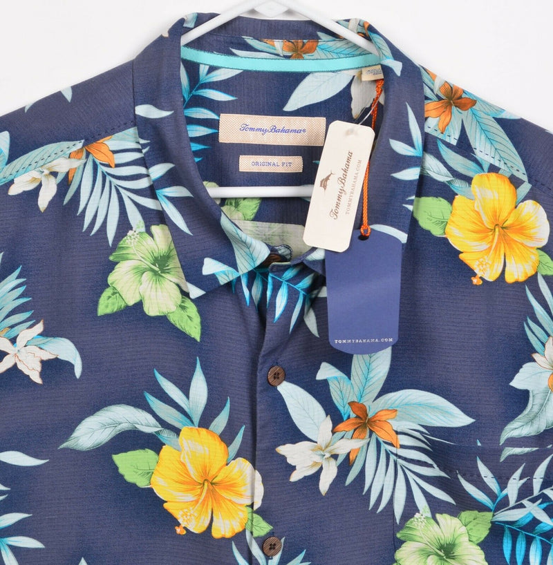 Tommy Bahama Men's 3XL 100% Silk Blue Floral Ethereal Bloom Hawaiian Shirt
