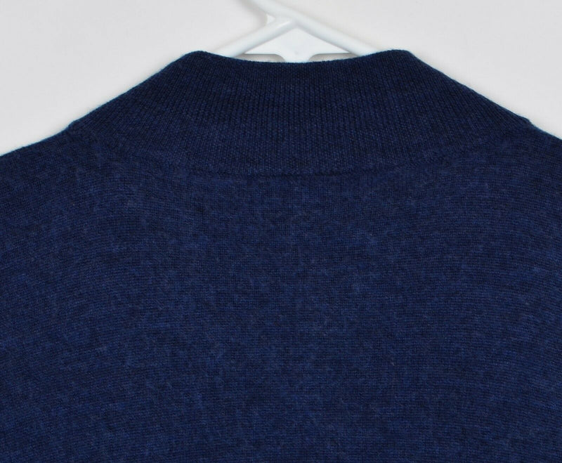 Turtleson Men's Sz Large SHRUNK? 100% Merino Wool Navy Blue 1/4 Zip Golf Sweater