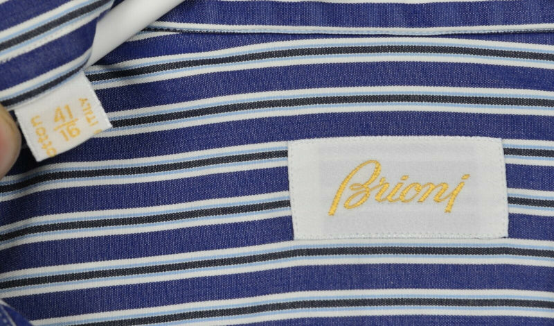 Brioni Men's Sz 41/16 French Cuff Blue Striped Made in Italy Dress Shirt