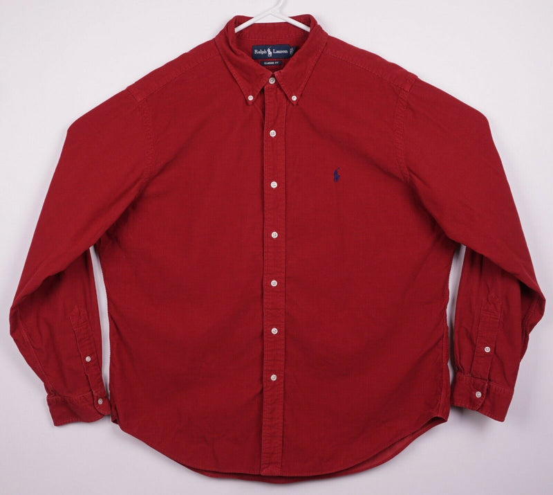 Polo Ralph Lauren Men's XL Classic Fit Solid Red Corduroy Button-Down Shirt