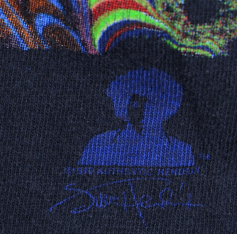 Vintage 90s Jimi Hendrix Men's Large Psychadelic Guitar Graphic Black T-Shirt