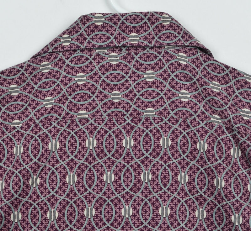 Ted Baker London Men's Sz 4 Large Burgundy Red Gray Geometric Cuff Links Shirt