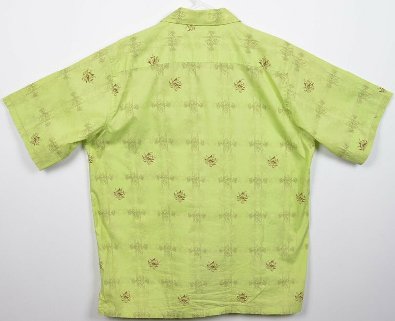 Marithe + Francois Girbaud Men's XL? Floral Fish Pattern Lime Green Button Shirt