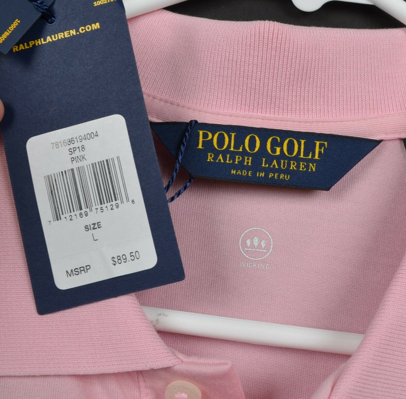 Polo Golf Men's Sz Large Ralph Lauren Wicking Solid Pink Golf Polo Shirt