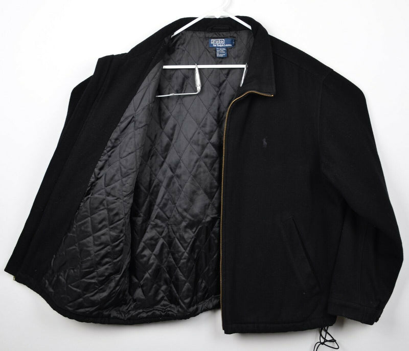 Polo Ralph Lauren Men's XL Wool Quilt Lined Black Full Zip Bomber Jacket
