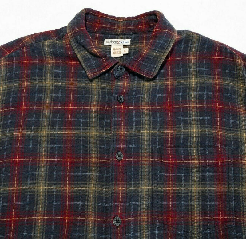 Carbon 2 Cobalt Flannel Shirt Red Plaid Double-Layer Flannel Shirt Men's Large