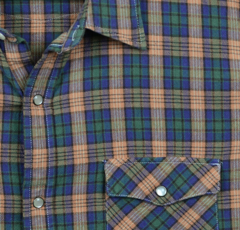 Denim & Supply Ralph Lauren Men's Sz 2XL Pearl Snap Blue Plaid Western Shirt