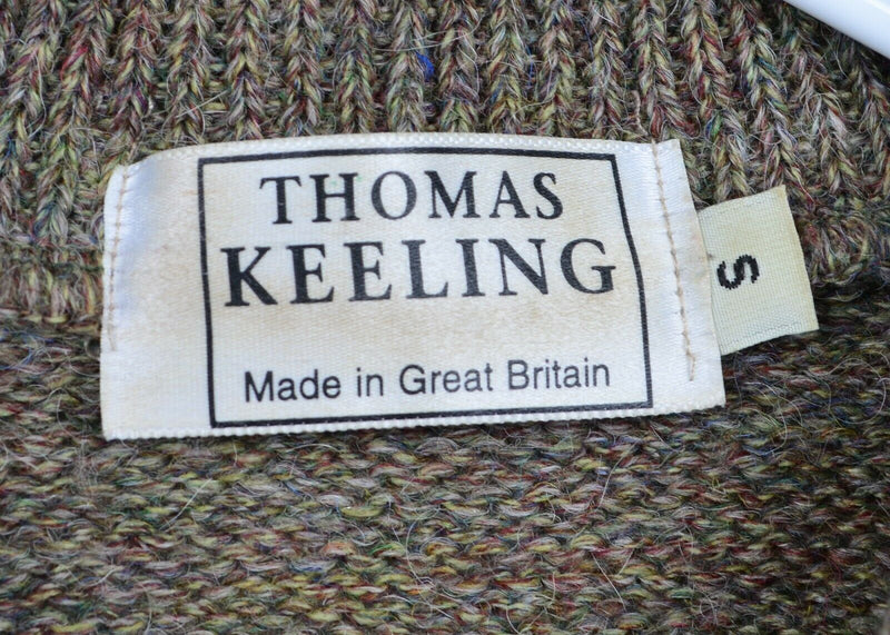 Thomas Keeling Men's Small Wool Blend Zip Collar Fisherman Donegal Knit Sweater