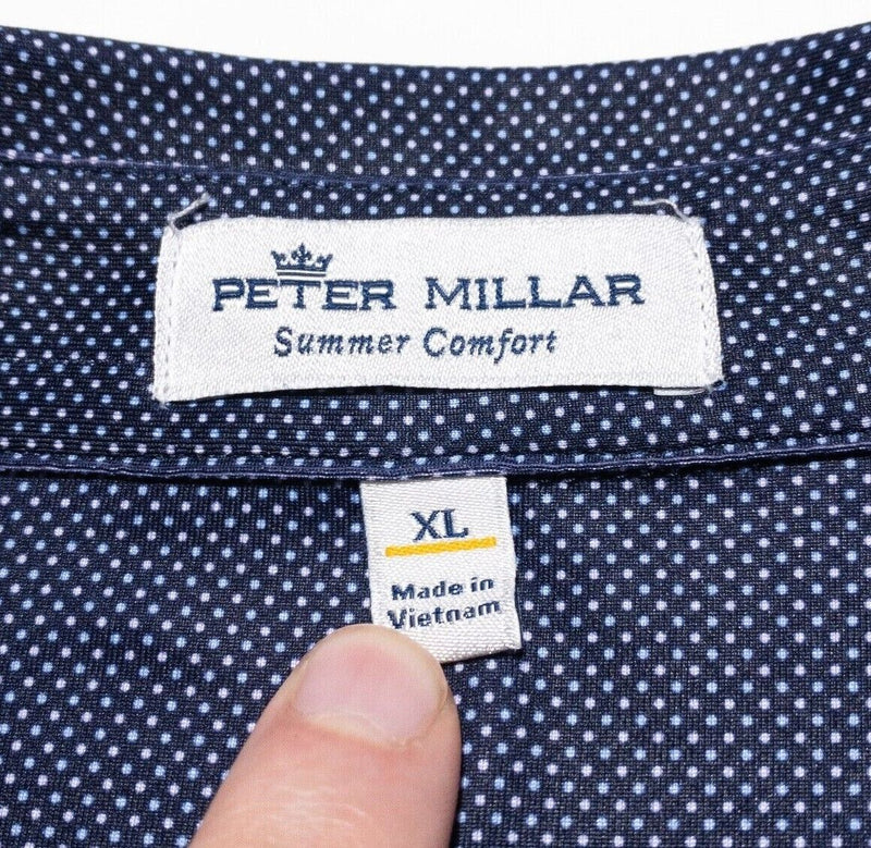 Peter Millar Summer Comfort XL Men's Golf Polo Polka Dot Blue Wicking Stretch