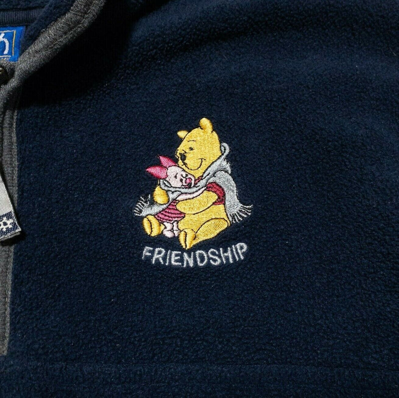 Winnie the Pooh Jacket Adult XL Disney Fleece Friendship Navy 1/4 Zip Pullover