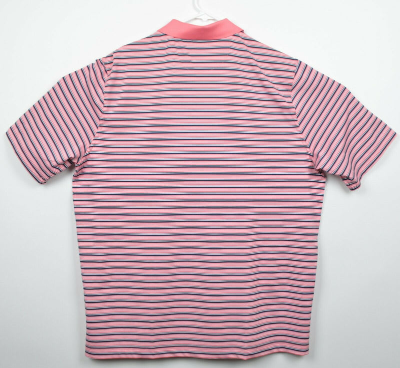 Bobby Jones X-H20 Men's Sz 2XL Pink Navy Striped Performance Golf Polo Shirt