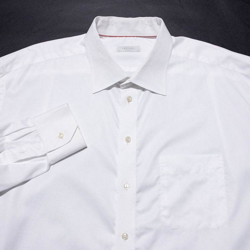 Eton Dress Shirt Men's 19/48 Classic Solid White Formal Business Button-Up