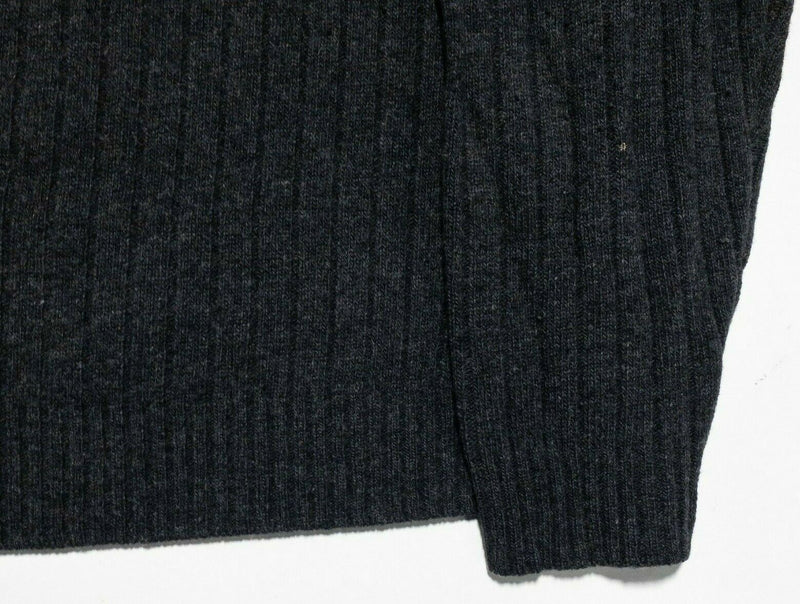 Brooks Brothers Men's Large Merino Wool Cashmere Dark Gray Knit V-Neck Sweater