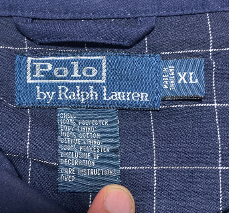 Polo Ralph Lauren Flannel Lined Bomber Jacket Navy Blue Full Zip Men's XL