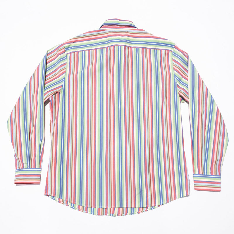 Faconnable Shirt Women's Large Colorful Striped Long Sleeve Button-Up Multicolor