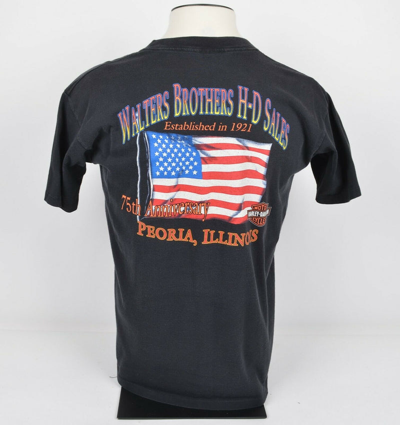 Vintage 1990s Harley-Davidson Men's Sz Large Flames Big Logo Graphic T-Shirt