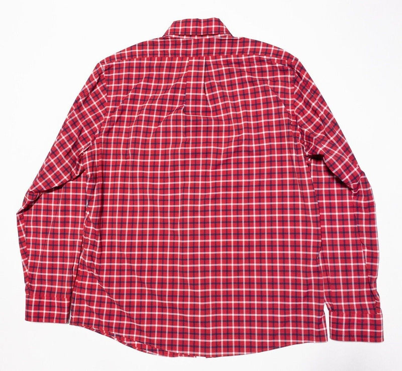 Brooks Brothers Shirt Men's Large Nylon Blend Wicking Red Check Button-Down