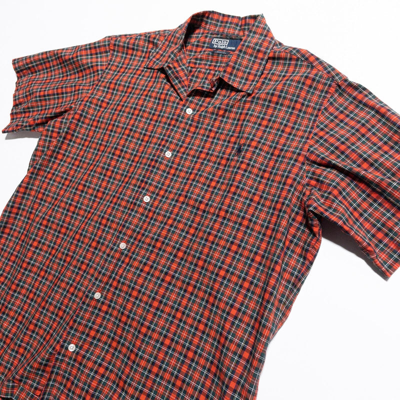 Polo Ralph Lauren Loop Collar Shirt Men's Medium Red Plaid Camp Adams Vintage