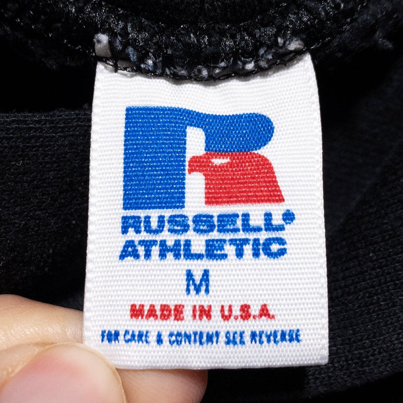 Vintage Russell Athletic Hoodie Men's Medium Blank 90s Made in USA Solid Black