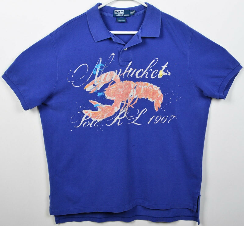 Polo Ralph Lauren Men's XL Nantucket Lobster Graphic Blue Preppy Polo Shirt