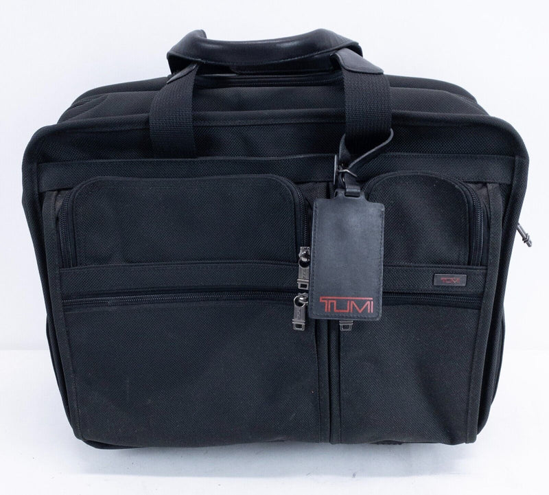 Tumi Expandable Rolling Briefcase/Laptop Bag Pockets Black Canvas 26003D4