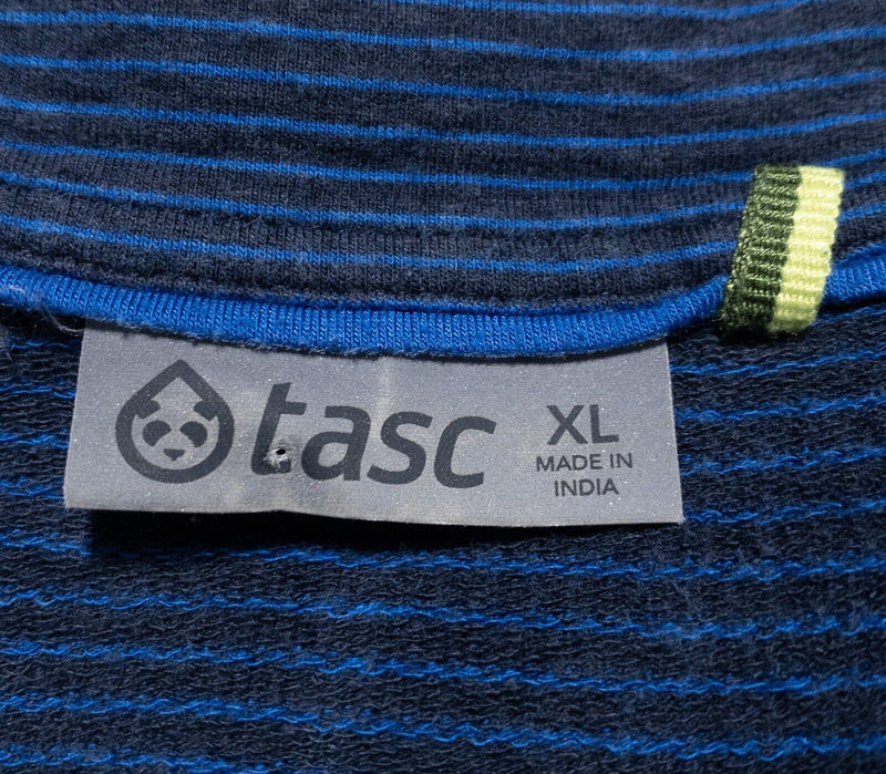 Tasc Bamboo 1/4 Zip Men's XL Pullover Performance Blue Striped Stretch