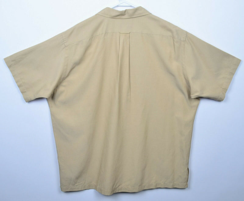 Polo Ralph Lauren Men's XL Silk Blend Solid Beige Caldwell Camp Shirt