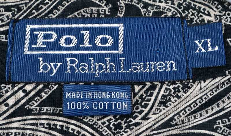 Vtg 90s Polo Ralph Lauren Men's Sz XL Paisley Print Short Sleeve Polo Shirt