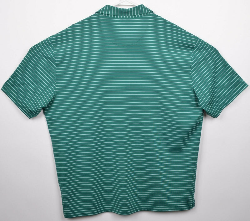 Masters Tech Men's XL Green Striped Wicking Stretch Performance Golf Polo Shirt