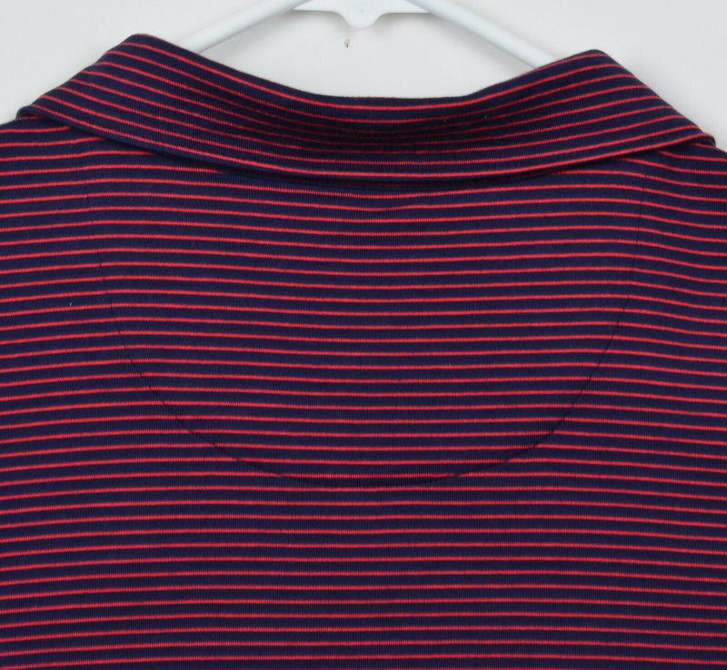 UNTUCKit Men's Sz 2XL Navy Blue Red Striped Cotton Spandex Blend Polo Shirt