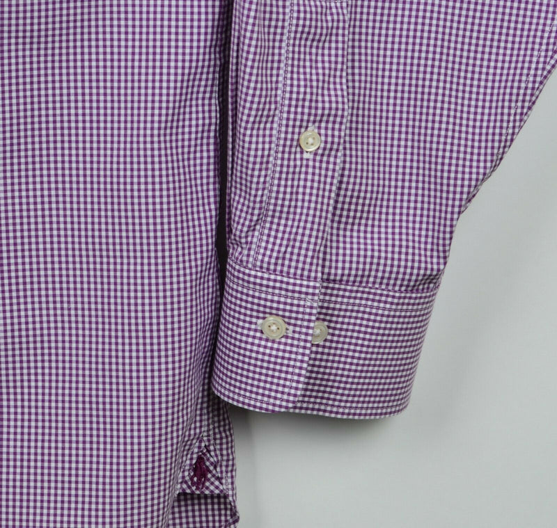 Polo Ralph Lauren Men's 18 36/37 Easy Care Purple Gingham Check Dress Shirt