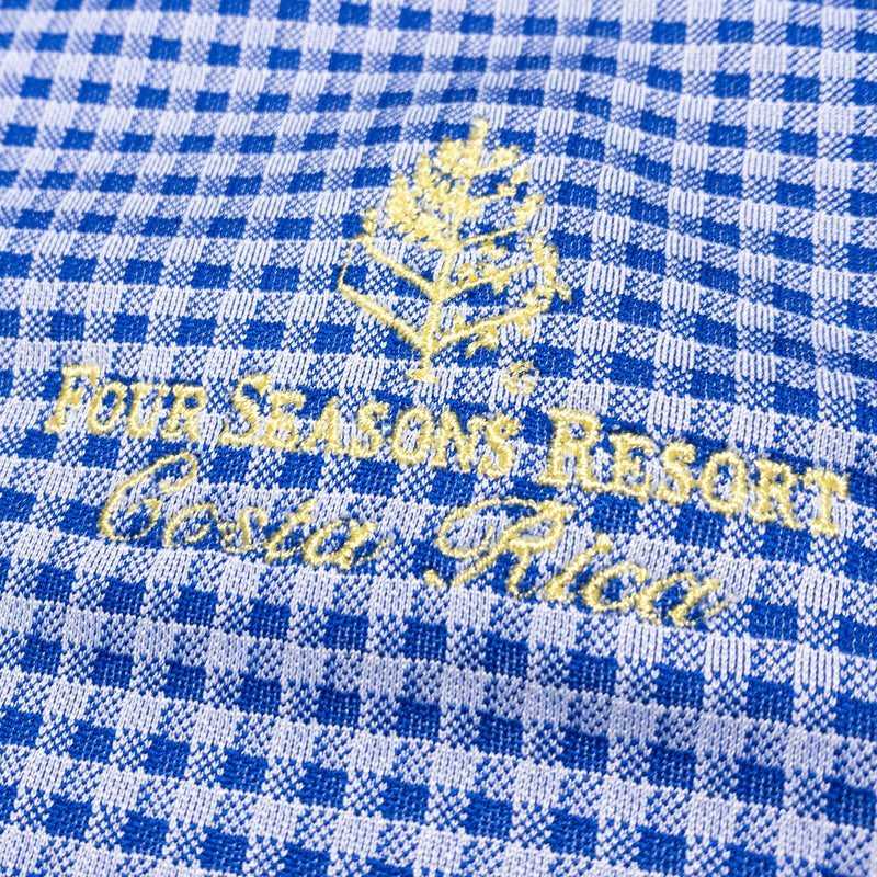 FootJoy Golf Shirt Men's Large Blue Check Four Seasons Costa Rica Pocket Polo