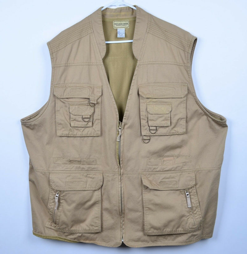 Boulder Creek Trading Men's 4XL Khaki Safari Hunting Fishing Multi-Pocket Vest