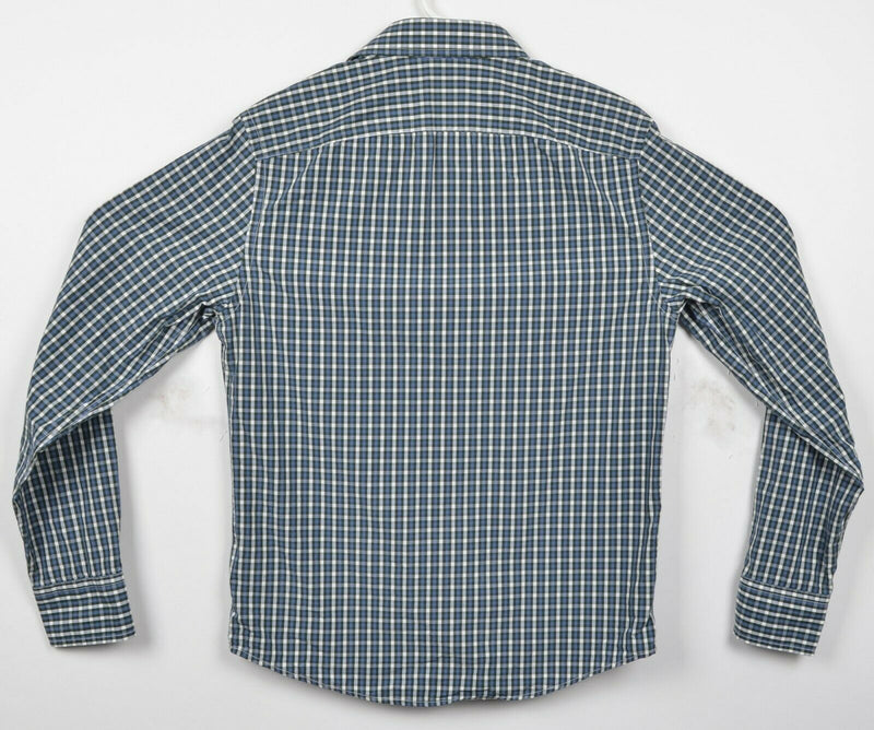 UNTUCKit Men's Small Slim Fit Green Blue Check Casual Button-Front Shirt