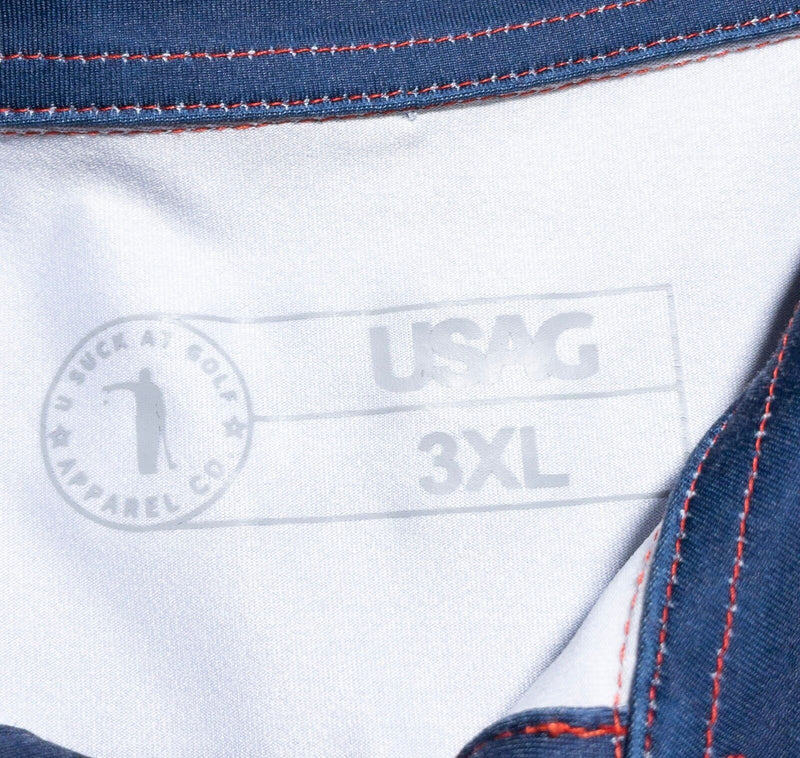 USAG U Suck At Golf Polo Shirt Men's 3XL USA Flag Wicking Stretch Patriotic