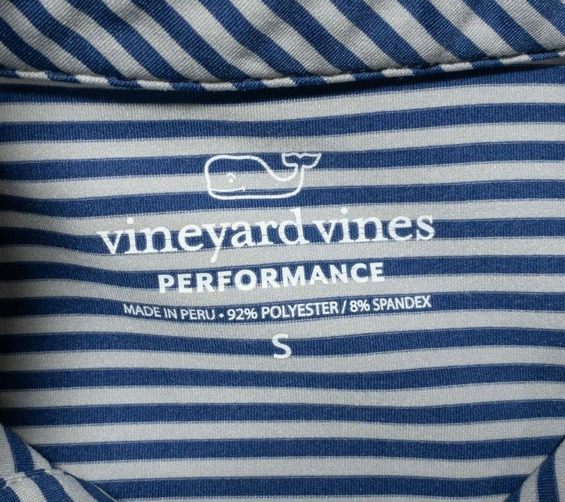 Vineyard Vines Performance Polo Small Men's Golf Wicking Whale Blue Gray Striped