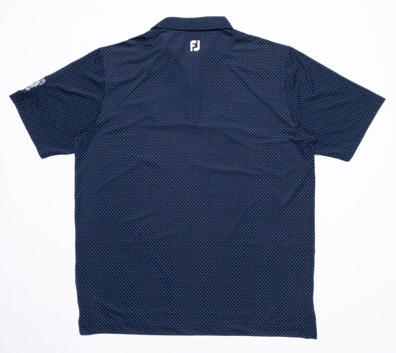 FootJoy Golf Polo 2XL Men's Polka Dot Print Navy Blue Wicking Stretch Lisle