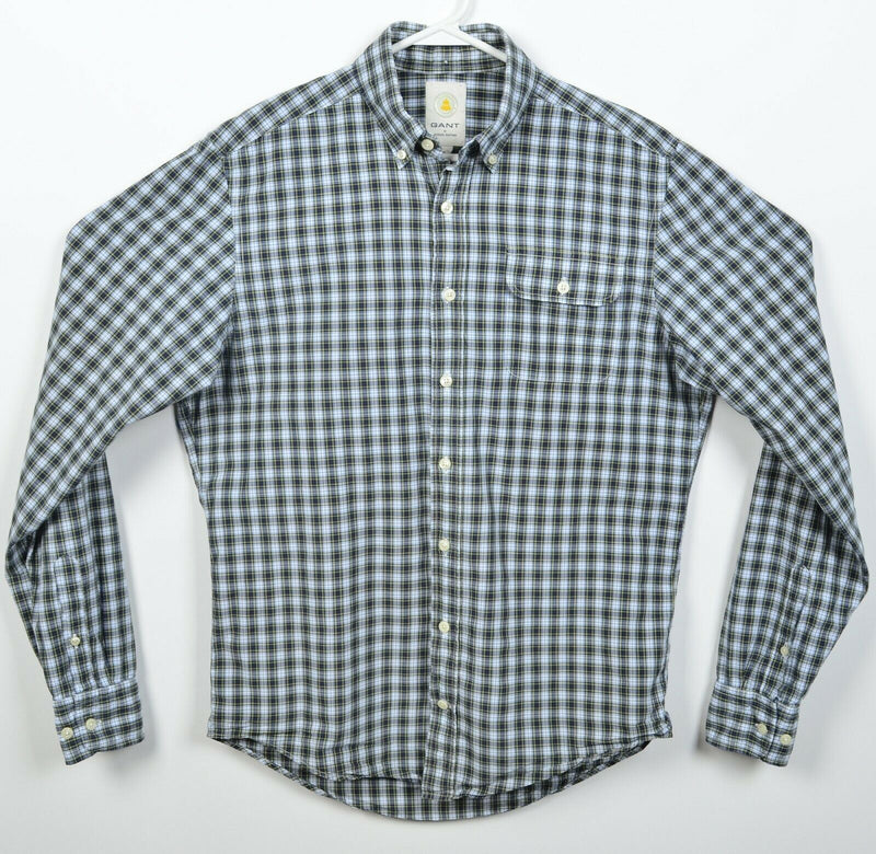 GANT by Michael Bastian Men's Medium Navy Blue Tartan Plaid Button-Down Shirt