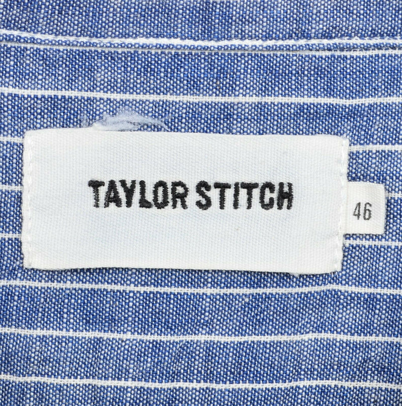 Taylor Stitch Men's 46 (2XL) Blue Striped Long Sleeve Button-Front Work Shirt