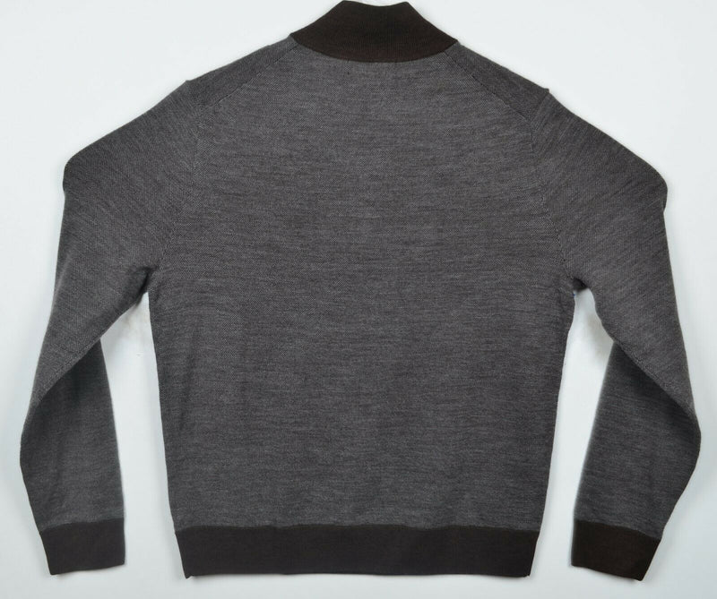 Brooks Brothers Men's Medium Merino Wool 1/4 Zip Brown Pullover Sweater $118