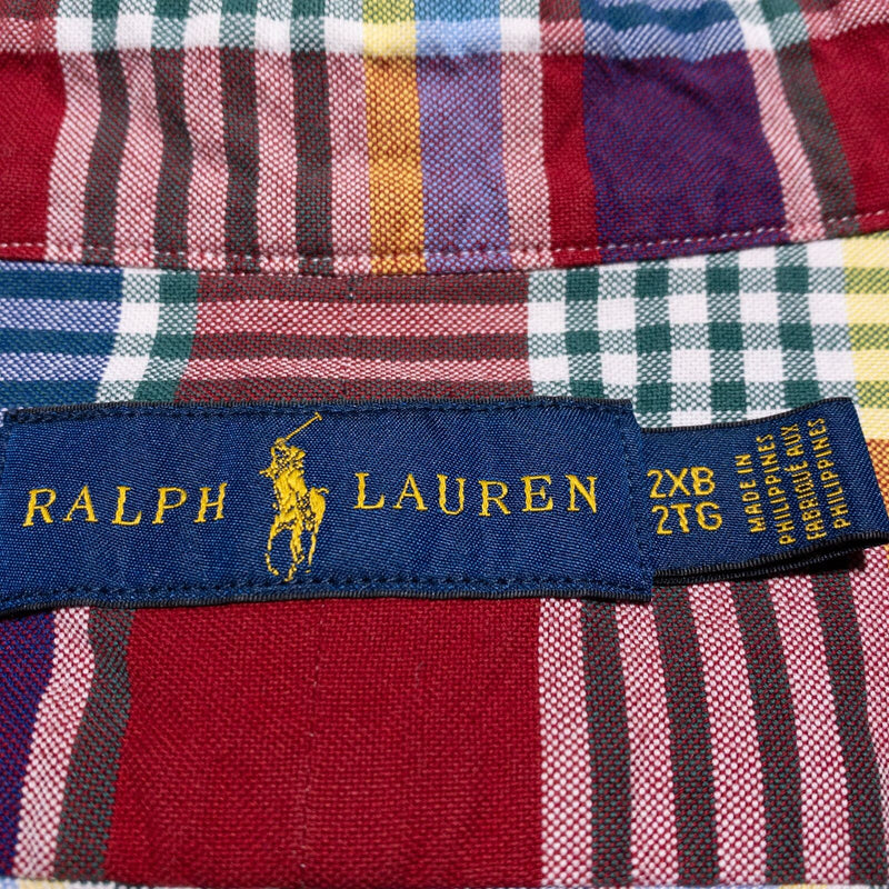 Polo Ralph Lauren Shirt Men's 2XB Big Plaid Button-Down Red Blue Long Sleeve