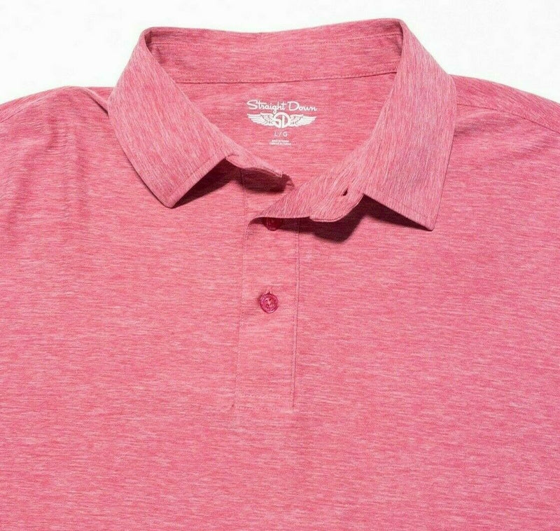 Straight Down Golf Polo Large Men's Heather Pink Polyester Wicking Performance