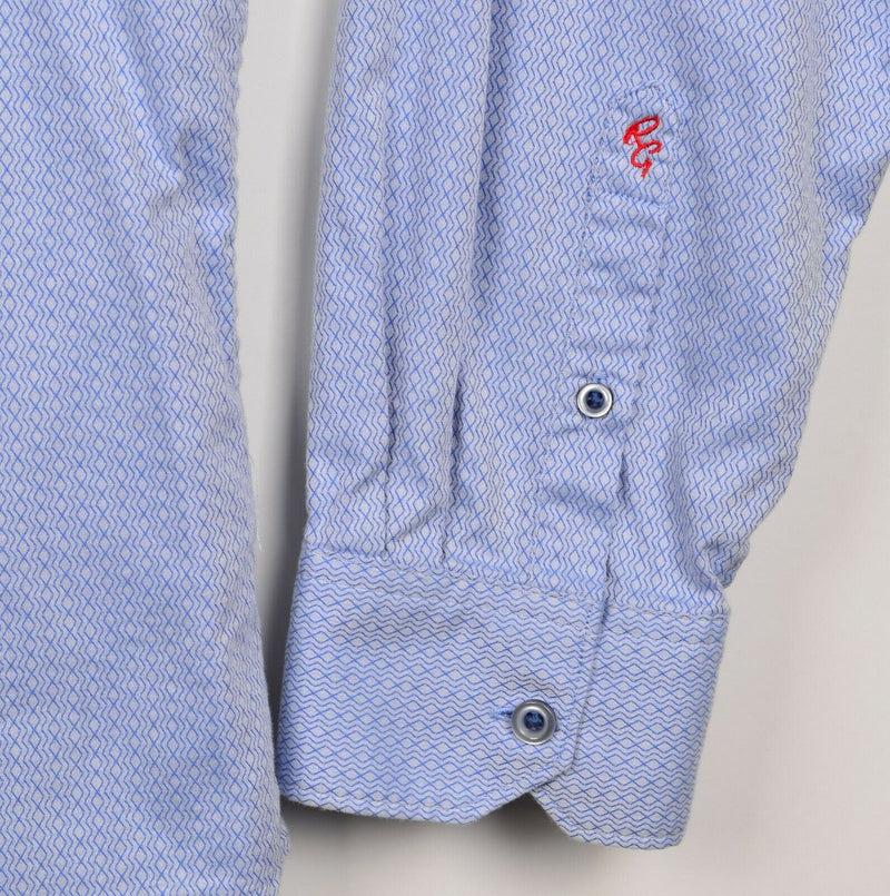 Robert Graham Men's Sz XL Classic Fit Flip Cuff Blue Geometric Long Sleeve Shirt
