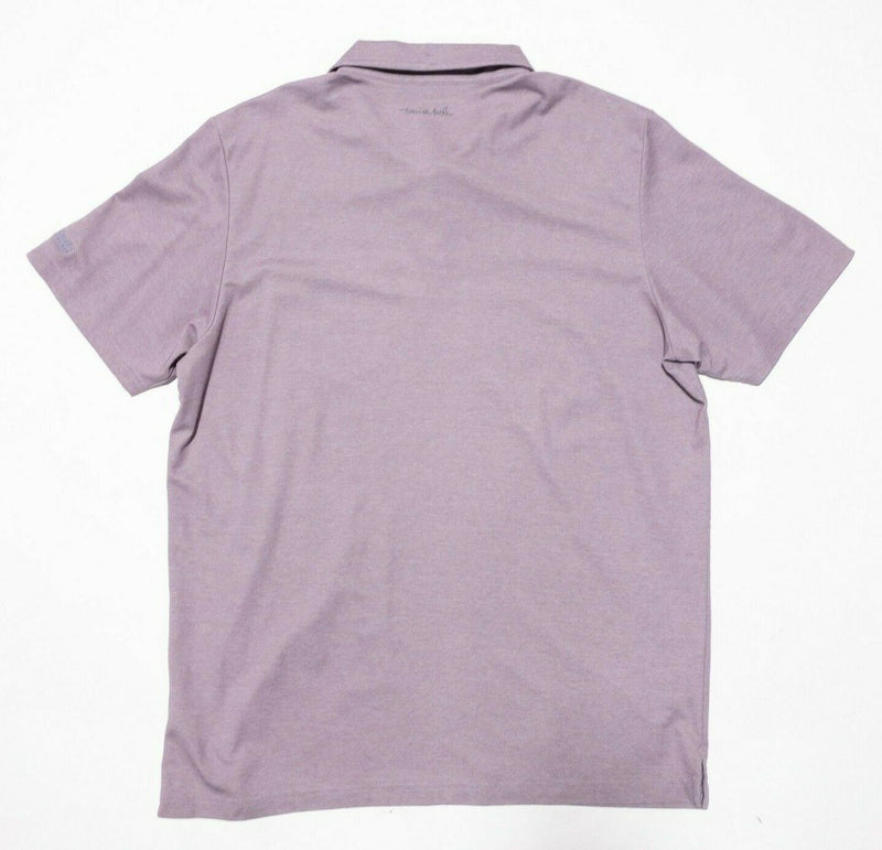 Travis Mathew Golf Polo 2XL Men's Purple Striped Pocket Pima Cotton Blend