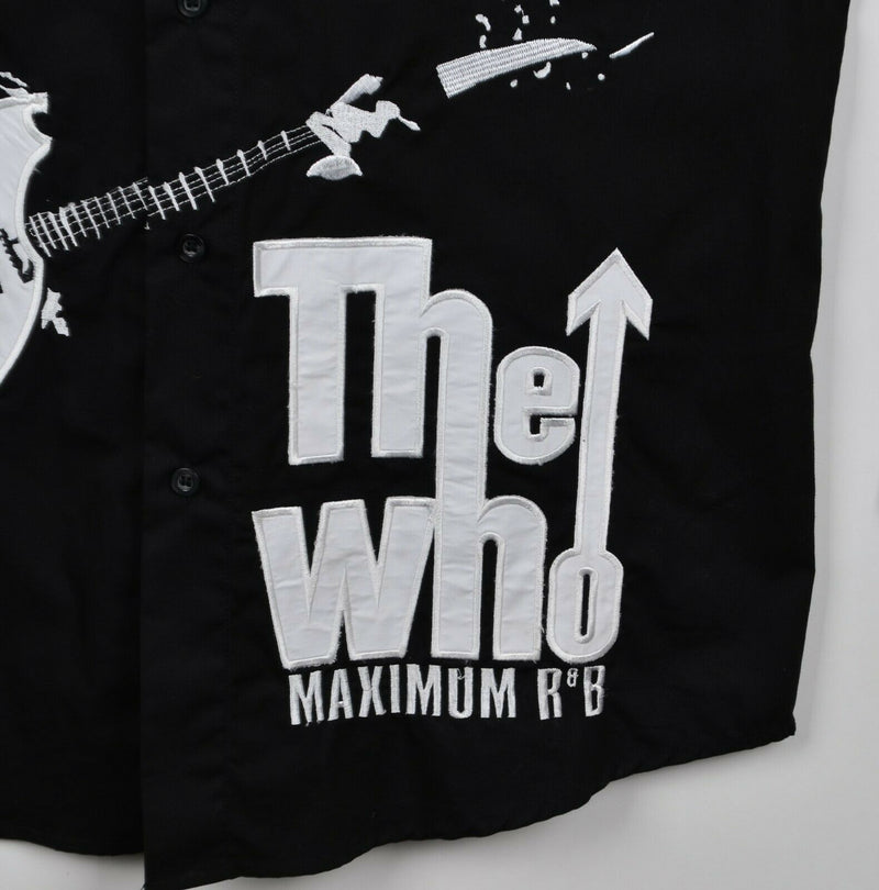 The Who Men's Medium Maximum R&B Bravado Embroidered Black White Button Shirt