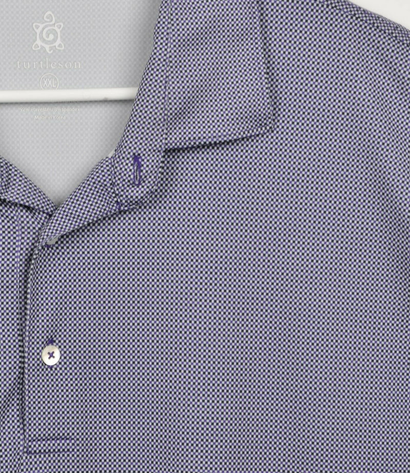 Turtleson Men's Sz 2XL Tour Performance Purple Plaid Check Golf Polo Shirt