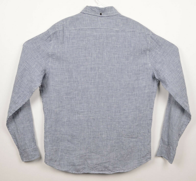 Taylor Stitch Men's Sz 42 (Large) 100% Linen Blue Plaid Check Button-Down Shirt