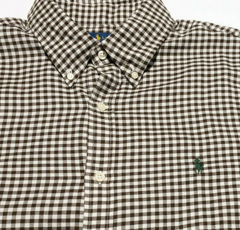 Polo Ralph Lauren Flannel Button-Down Shirt Brown Check Men's XL Slim Fit