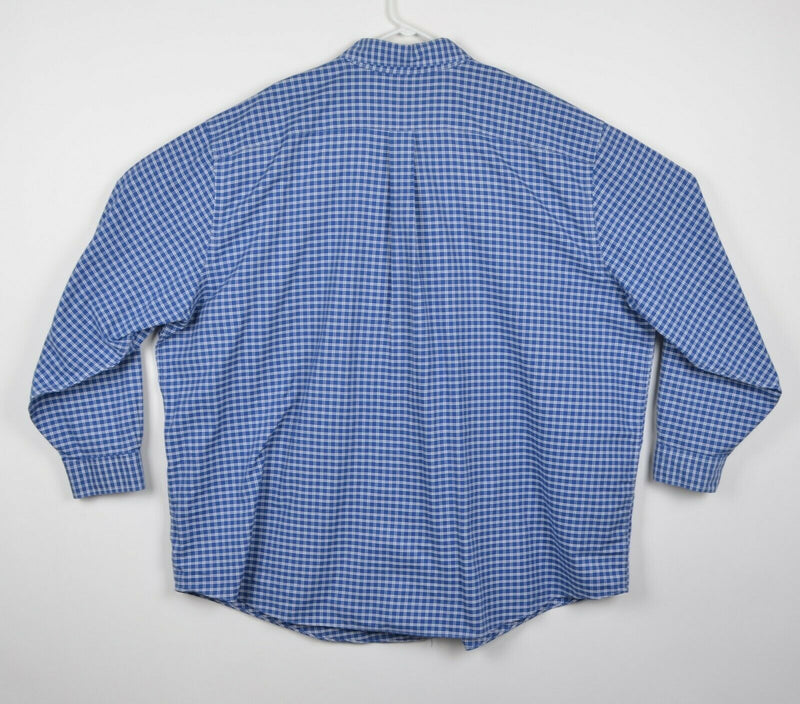 Brooks Brothers Men's 3XL Non-Iron Blue Plaid Logo Long Sleeve Button-Down Shirt