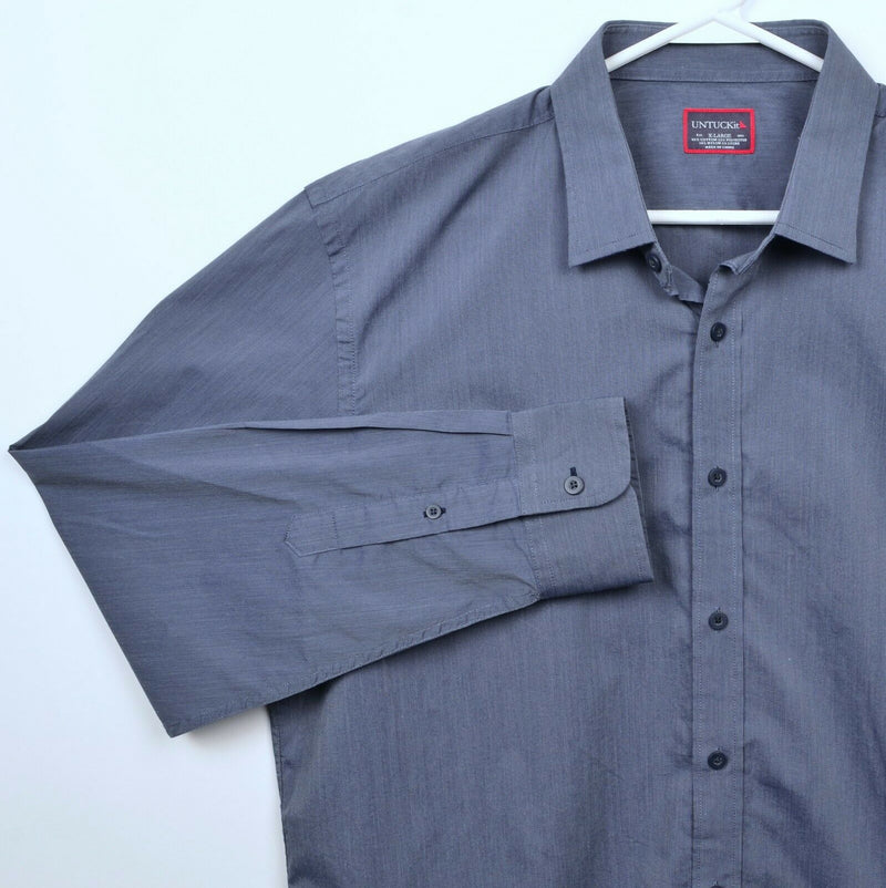 UNTUCKit Men's XL Blue Cotton Polyester Nylon Blend Stretch Button-Front Shirt